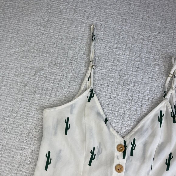Show Me Your Mumu Remy Romper White/Cream Green Cactus AOP Button Size Small - Picture 2 of 16